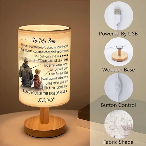 Vista 6 de Lámpara de mesa de pesca con texto en inglés "To My Son de papá", regalos de Navidad para hijo, regalo de cumpleaños, padre e hijo