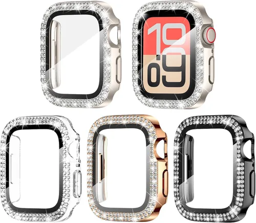 Vista 14 de Goton Paquete de 4 Fundas con Diamantes de Imitación para Apple Watch, Protector de 38mm para Series 3/2/1, Funda con Diamantes de Imitación