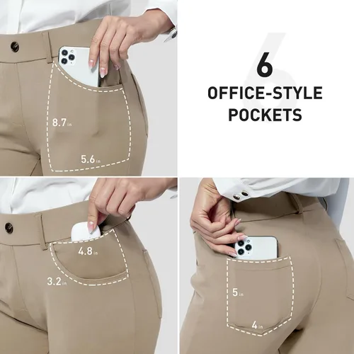 Vista 4 de M MOTEEPI Yoga Dress Pants for Women 31''29''33'' High Waisted Pull on Work Pants Business Slacks