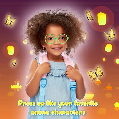 Vista 3 de Nezyo Marco redondo para anteojos sin lentes marco de juego anteojos de juguete elegantes sin lentes para disfraces de fiesta de Halloween regalos