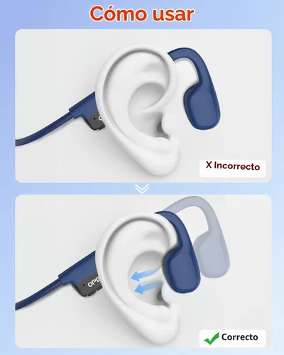 Vista 2 de SANOTO Auriculares de conducción ósea Bluetooth 5.3, auriculares abiertos Azul 1