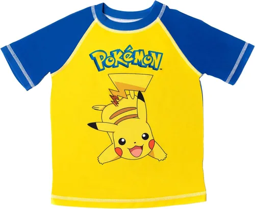 Vista 2 de Pokemon Bulbasaur Charmander Squirtle Pikachu - Conjunto de traje de baño para niños pequeños a grandes, Azul