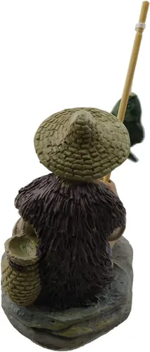 Vista 4 de LQ Industrial Mini figuras de pescador en miniatura, estatua de cerámica china, estatua de cerámica china, adorno de resina para pecera, bonsái
