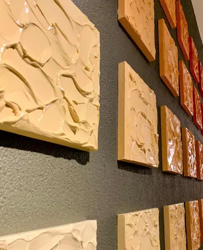 Vista 6 de Chocolate Chunks 3D Plaster Relief Wall Sculpture Tiles Acrylic, MDF Wood, Mixed Media,Abstract, Modern Design, Mix and Match (Dark Chocolate)