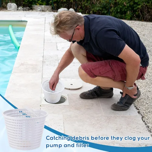 Vista 7 de Mumufy Paquete de 4 cestas de repuesto para desnatadora de piscina con asa, cesta resistente para mantenimiento de piscinas, consejos: presta