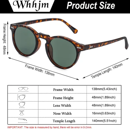 Vista 4 de Vintage Polarized Round Sunglasses for Men Women Retro Stylish Black Orange Sunglasses