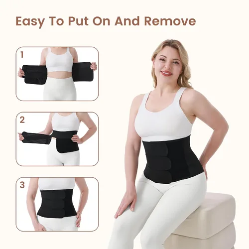 Vista 7 de Trendyline Banda para el vientre posparto para recuperación de cesárea, faja abdominal poscirugía con bolsillo frío caliente para aliviar el dolor