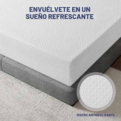 Vista 8 de Colchón tamaño Queen de 10 pulgadas, colchón de espuma viscoelástica de gel Blanco