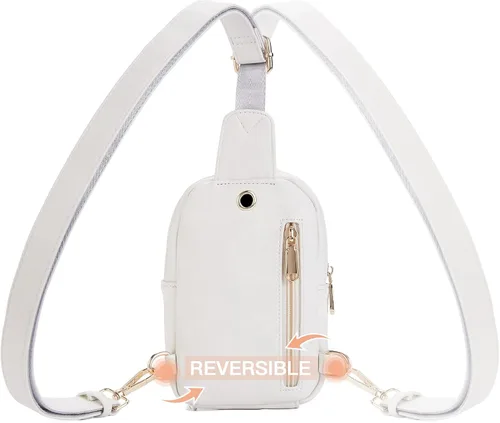 Vista 4 de Telena Riñonera pequeña para mujer, de cuero, cangureras, bolsa de pecho para mujer