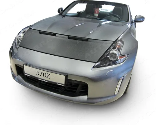 Vista 2 de AB3-00424 Brasier de capucha con aspecto de fibra de carbono, compatible con Nissan 370Z desde 2009 NISMO Front End Nose Mask Bonnet Bra