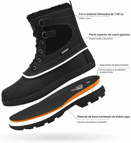 Vista 4 de NORTIV 8 Botas de nieve impermeables de invierno para hombre AVENUE Negro