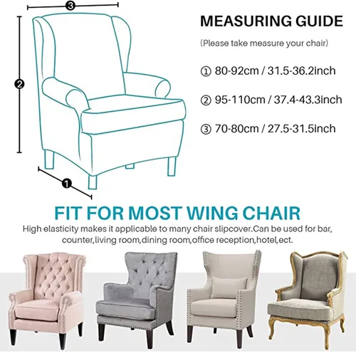 Vista 31 de Eco-Ancheng Funda para silla Wingback, 2 piezas, respaldo de ala, fundas de elastano para sillón con respaldo de ala, fundas para sillón con parte