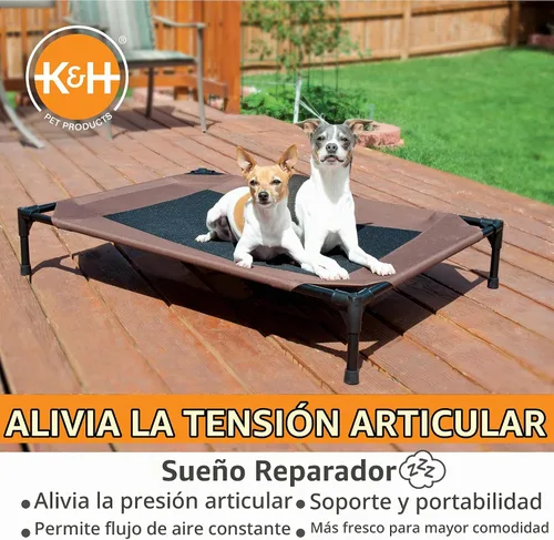 Vista 3 de K&H PET PRODUCTS - Cuna elevada para mascotas con centro de malla, varios tamaños Malla Chocolate/Negro