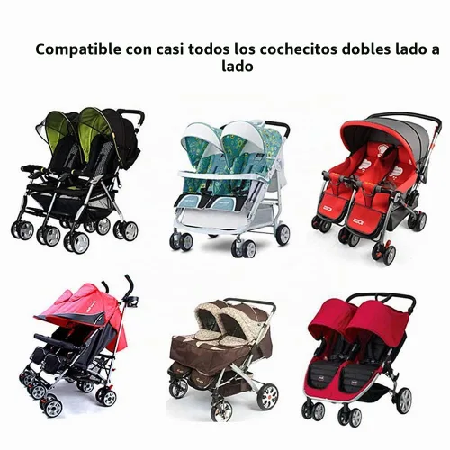 Vista 7 de Funda de lluvia para cochecito doble, protector contra la intemperie de tamaño universal para cochecito de bebé doble lado a lado.