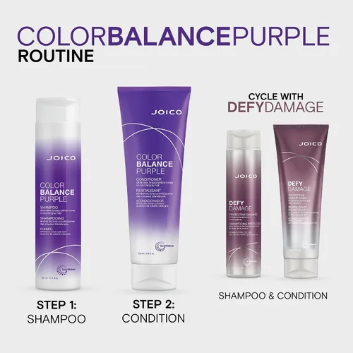 Vista 8 de Joico Champú y acondicionador color morado Para cabello rubio o gris frío Elimina los tonos amarillos cobrizos Aumenta la vitalidad