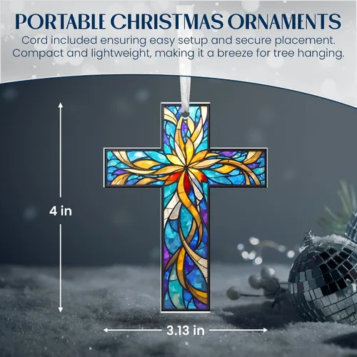 Vista 5 de FLAGWIX Regalos Cristianos de Navidad para Mujeres Fe - Adornos Acrílicos 2025 para Decoraciones de Árbol - Adorno de Cruz de Navidad, Regalos