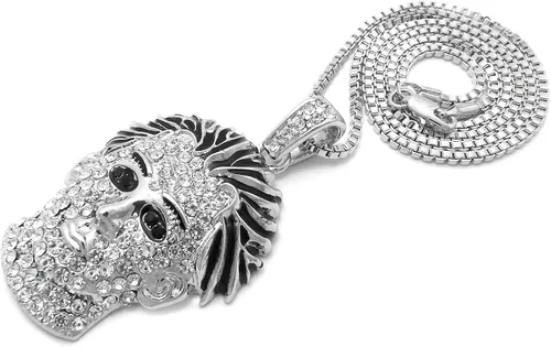 Vista 2 de Crescendo SJ - Collar con colgante de máscara de Michael Myers de 0.079 in de cadena de hip hop Bling collar XZ390BX