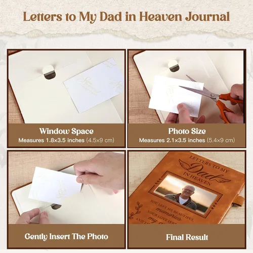 Vista 6 de Regalos conmemorativos para la pérdida de papá, diario de duelo con inserto de fotos, cartas a mi padre en el cielo, regalo de condolencia