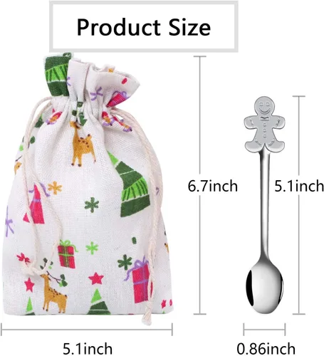 Vista 2 de Aneco Juego de 12 mini cucharas navideñas de acero inoxidable para café, té, sopa de azúcar, postre condimento, helado