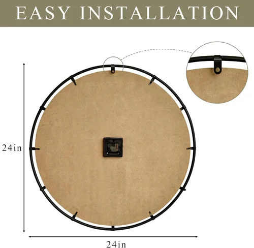 Vista 4 de EMAX HOME - Reloj de pared grande de madera – Reloj de pared extra grande de granja con números romanos 3D y empalme de espiga, reloj de pared