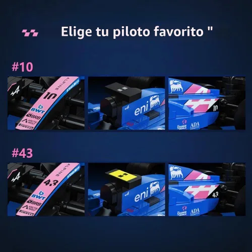 Vista 6 de CaDA C55024W BWT Alpine F1 Team A525 - Coche de bloques de construcción, escala 1:24, modelo de auto de carreras de Fórmula 1 con licencia