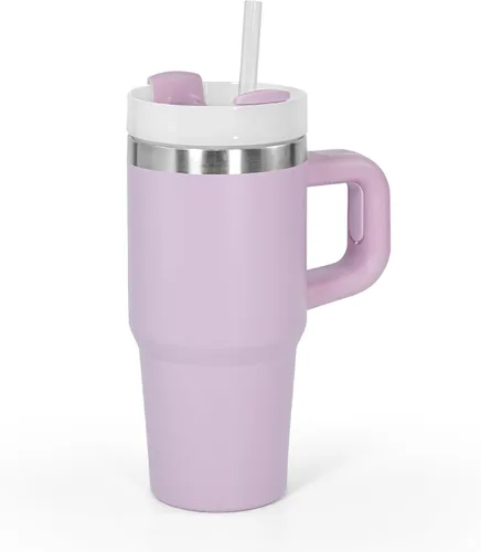 Vista 8 de Vaso de 14 onzas con asa de acero inoxidable de doble capa aislante, botella de agua de acero inoxidable reutilizable para niños, regalos para niños