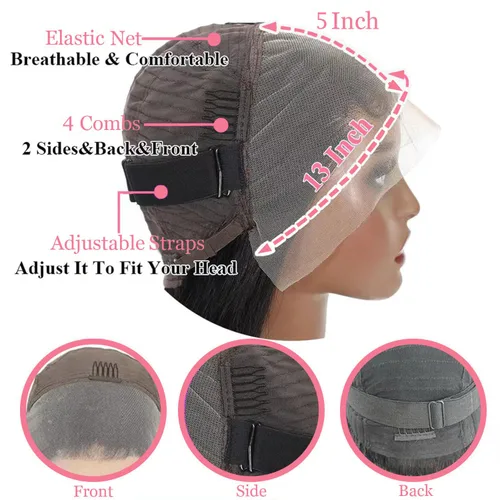 Vista 3 de Holiden Pelucas de cabello humano ondulado con encaje frontal, prearrancado, 100 % cabello humano real, densidad 250, 13 x 5, pelucas frontales