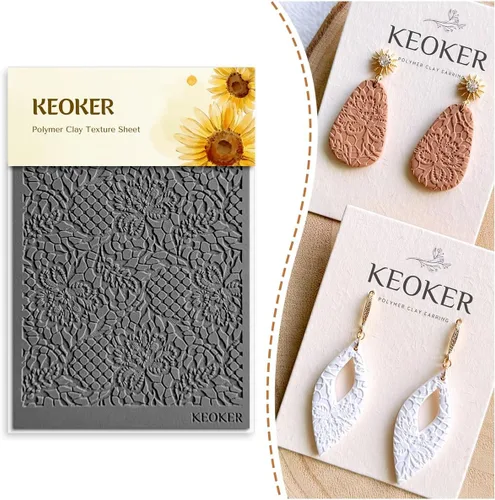 Vista 7 de KEOKER Estera de textura de encaje para arcilla polimérica, láminas de textura de arcilla polimérica
