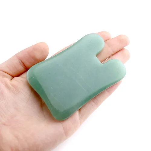 Vista 2 de Bonito raspador de piedra Gua sha tabla de raspar herramientas de masaje (aventurina verde rosa cóncava)