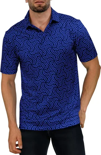 Vista 3 de Camisas de golf para hombre - Polo de manga corta con estampado de rendimiento que absorbe la humedad