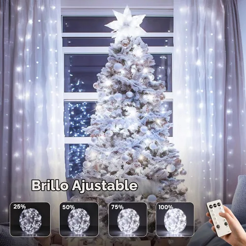 Vista 5 de Luces de Navidad parpadeantes, 600 luces LED de 206 pies para exteriores, impermeables IP65, 8 modos, funciones de temporización y memoria