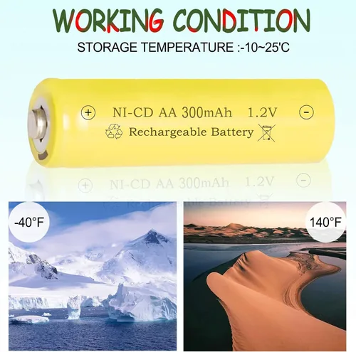 Vista 2 de Baterías recargables de 1.2 voltios AA 300mAh NI-CD para luces decorativas solares al aire libre, luces de velas, 8 paquetes