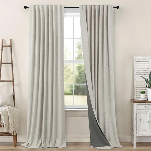 Vista 67 de Pitalk Cortinas cortas 100% opacas de lino para cafetería, 40 pulgadas de largo, 2 paneles, cortinas de puerta francesa para ventana, cortina