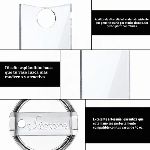 Vista 3 de Vodolo Placa de identificación para vasos Stanley de 40 onzas, 12 unidades de placa acrílica personalizada con nombre en blanco compatible