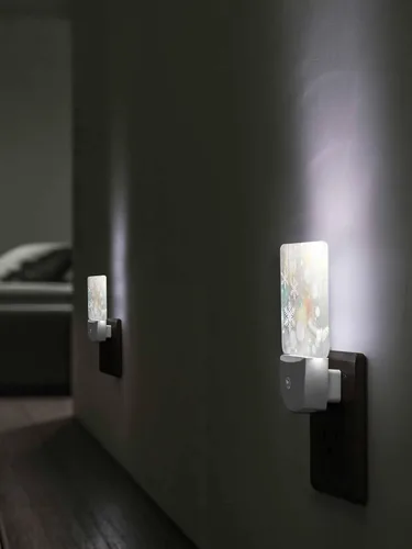 Vista 7 de Luces nocturnas decorativas enchufables a la pared, lámpara LED para niños, sensor de atardecer a amanecer, estrella de copo de nieve de Navidad