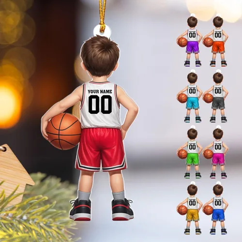 Vista 21 de Adorno Personalizado de Baloncesto 2025 - Adorno de Jugador de Baloncesto - Adornos de Árbol de Navidad de Baloncesto - Regalos de Jugador de Bkb 5