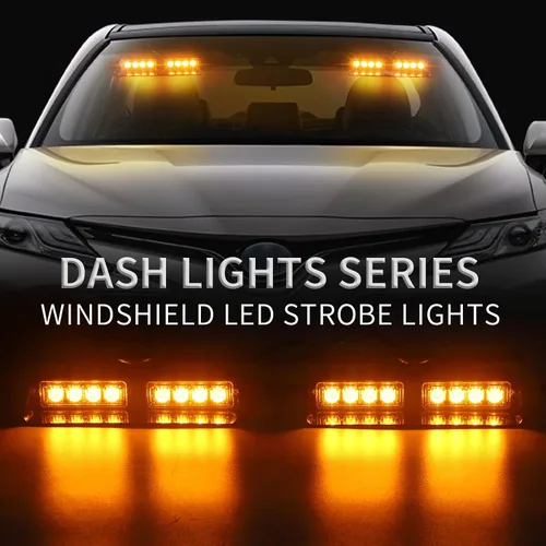 Vista 2 de XRIDONSEN Luces estroboscópicas de emergencia 2 en 1 para tablero e interior de parabrisas, luces parpadeantes de seguridad y advertencia color Ámbar
