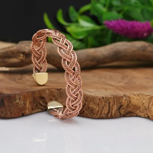 Vista 17 de Handmade Elegant Copper Bracelet for Women - Pure Copper Bracelet for Pain Relief and Stress Relief - Adjustable Entwisted Copper Bracelet to Fit