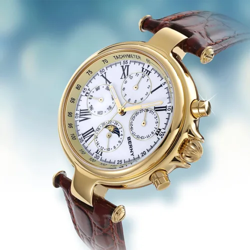 Vista 9 de BERNY Reloj automático para hombre, mecánico, cuerda automática, 3ATM, resistente al agua, multifuncional, cristal mineral, resistente a
