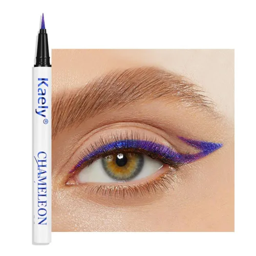 Vista 17 de evpct Delineador de ojos líquido cromático dúo, con purpurina de bronceador rosa, destello metálico brillante, sombra de ojos en lápiz, cambio