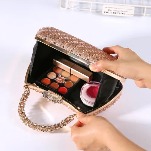 Vista 2 de Dreubea Bolso de noche brillante para mujer, bolso de noche con diamantes de imitación de moda