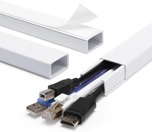 Vista 18 de ZhiYo Cubiertas de Cable de 85 pulgadas para Cables en la Pared, 1 Mini Ocultador de Cables de Pared, Cubiertas de Cable Autoadhesivas para Cables