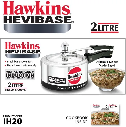 Vista 2 de Hawkins Olla a presión Hevibase de 2 litros, cocina de inducción con tapa interior, cocina pequeña, plata (IH20), aluminio