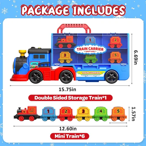 Vista 2 de AuroTops Juguetes para niños de 3, 4, 5, 6 años para niños, niña, niño, juguetes 2 en 1, camiones de juguete para niños pequeños, juego de tren
