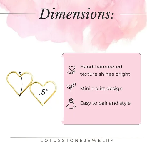 Vista 4 de Aretes de aro finos martillados, elegantes plata esterlina geométrica sólida, relleno de oro y relleno de oro rosa para mujer por Lotus Stone Jewelry