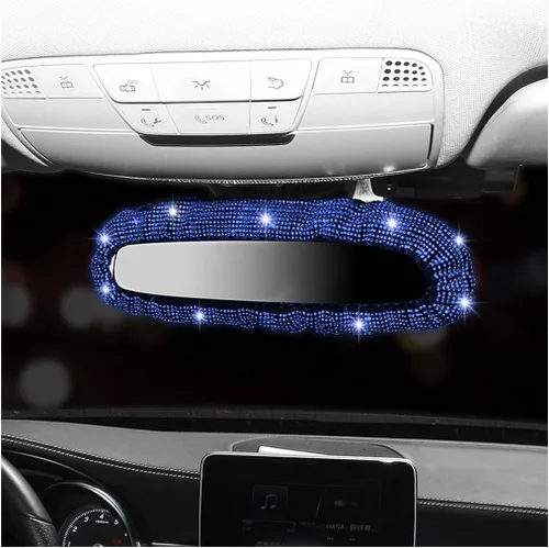 Vista 12 de Funda brillante para espejo retrovisor, protector elástico de felpa para espejo retrovisor, con diamantes de imitación brillantes decorativos