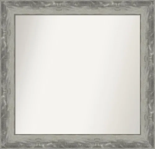 Vista 75 de Amanti Art Espejo de baño plateado para sobre el fregadero, 24 x 24 pulgadas, espejo cuadrado de peltre forjado a medida, marco de madera casual
