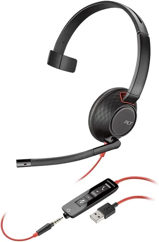 Vista 8 de Poly Blackwire 5210 - Auriculares con cable (Plantronics), micrófono flexible con cancelación de ruido, diseño de un solo oído, PC/Mac, móvil a