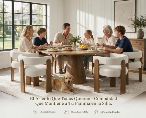 Vista 6 de Shunzhi Juego de 6 sillas de comedor de barril blanco, sillas de comedor