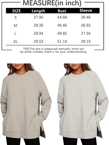 Vista 6 de EFAN Sudaderas de gran tamaño para mujer, manga larga, cuello redondo, sudaderas casuales con capucha 2024, ropa de moda de otoño